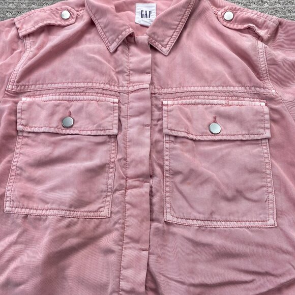Gap Pink Jacket Women Size Extra Large XL Button Up Short Length Casual Cute - Picture 4 of 13